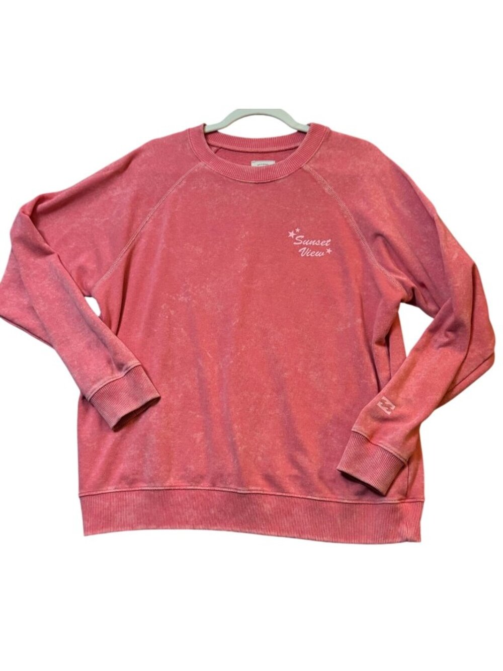 Billabong Sunset View Womens Faded Pink Sweatshirt Size L Cotton Blend